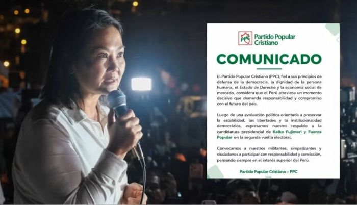 PPC: Confirma apoyo a Keiko Fujimori en segunda vuelta